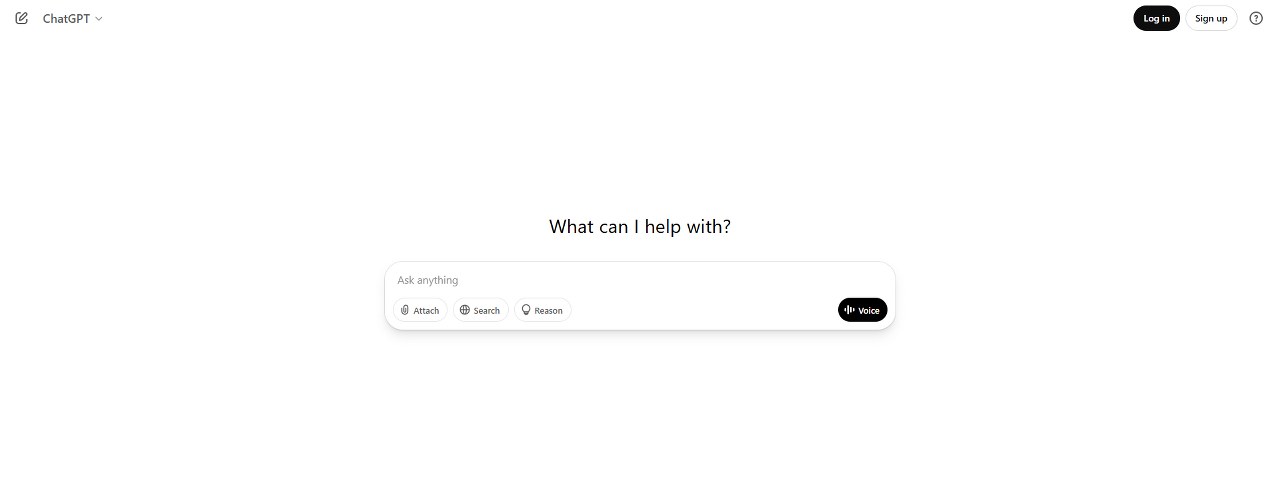 ChatGPT homepage.