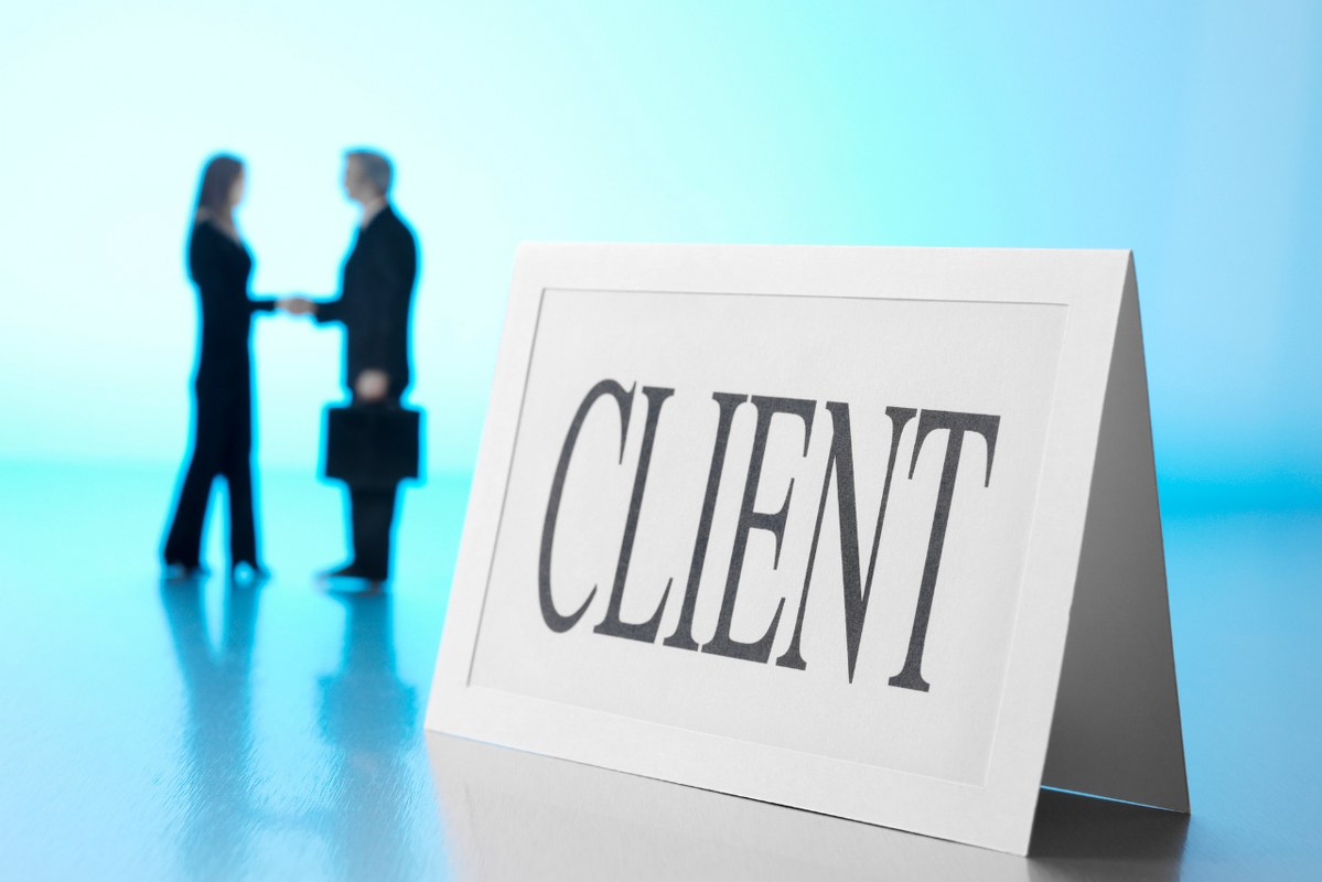 Client word on paper fold.
