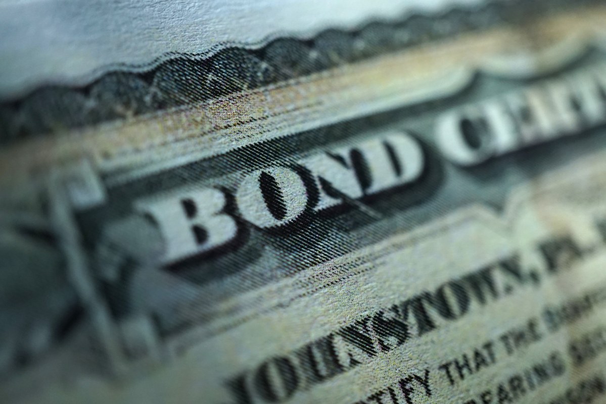 Close up of bonds certificate.