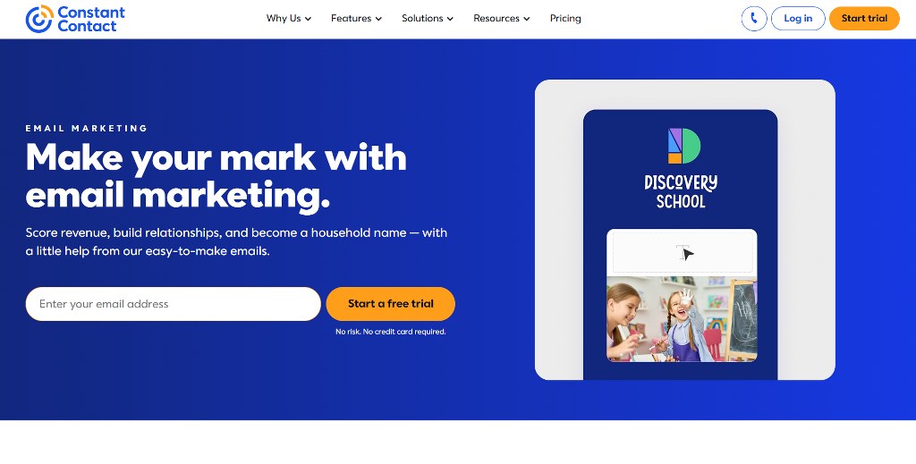 Constant Contact homepage.