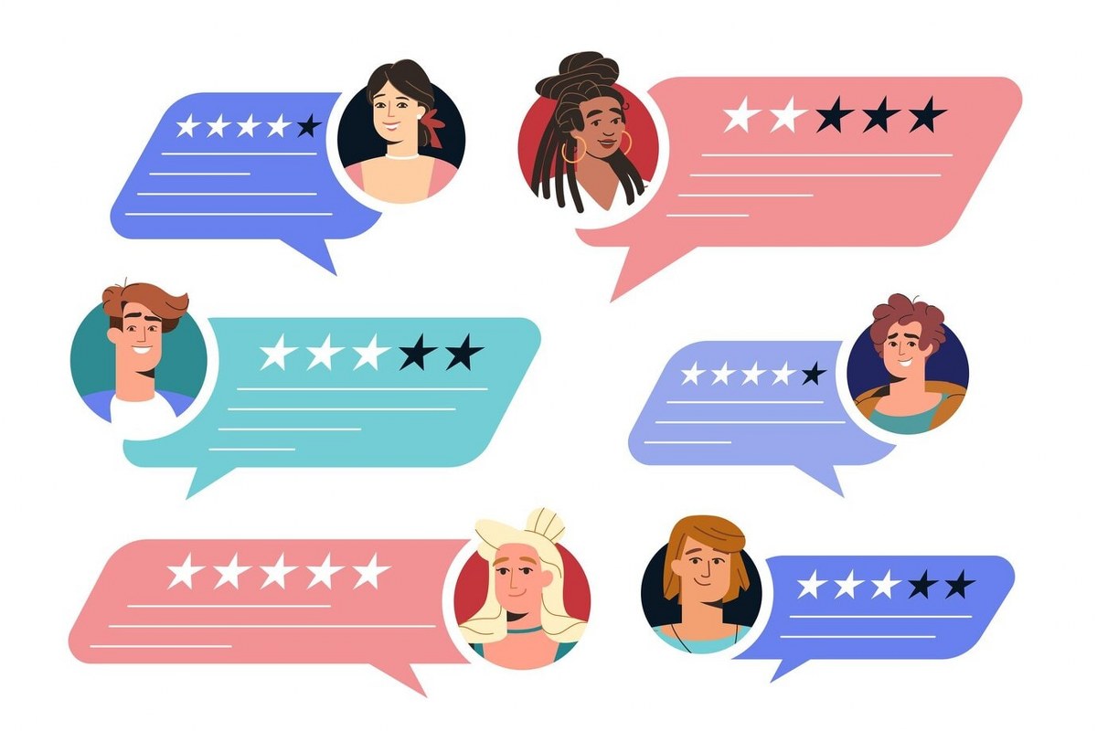 Customer feedback baloons illustration.