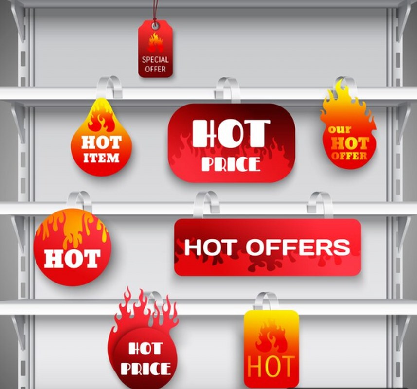 Different supermarket signages for offers.