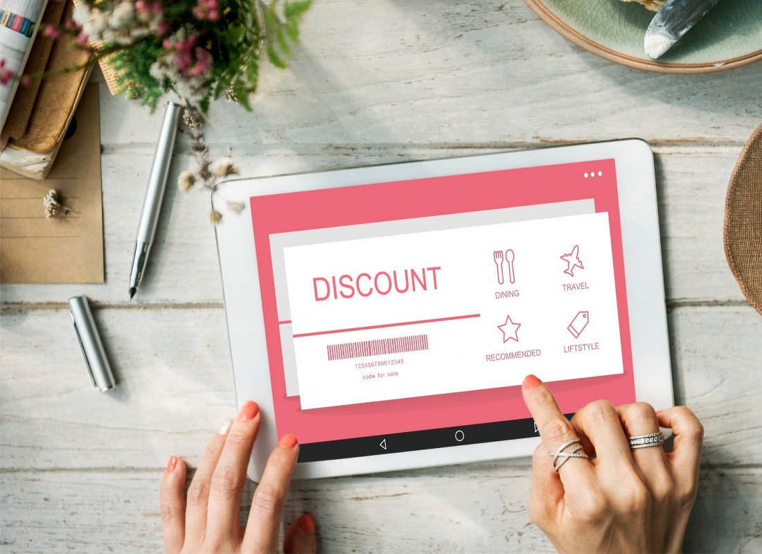 Discount voucher coupon concept.
