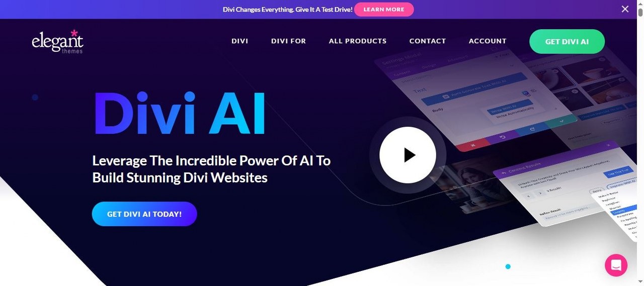 DiviAI.com webpage view.
