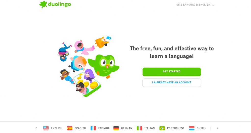 Duolingo homepage.