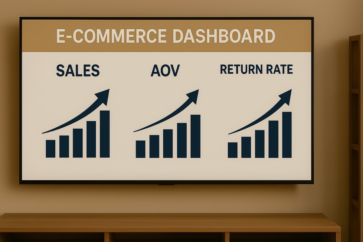 E-commerce dashboard showing improved revenues.