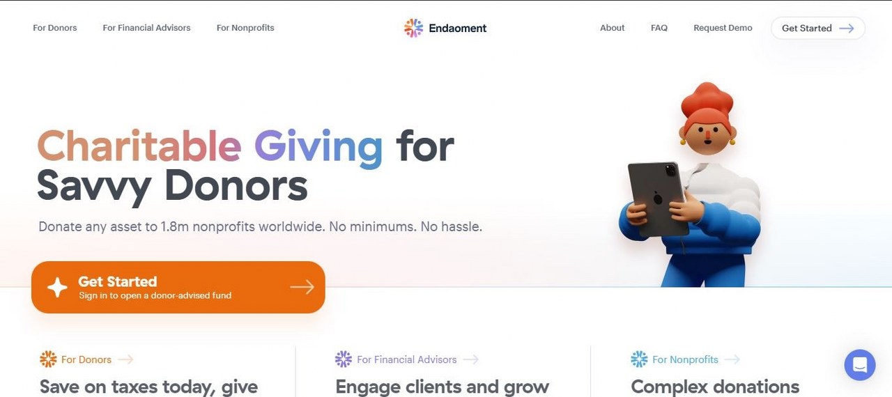 Endaoment webpage view.