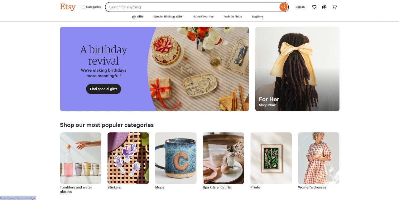 Etsy's website.