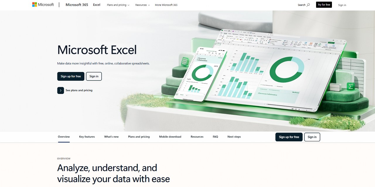 Excel website.