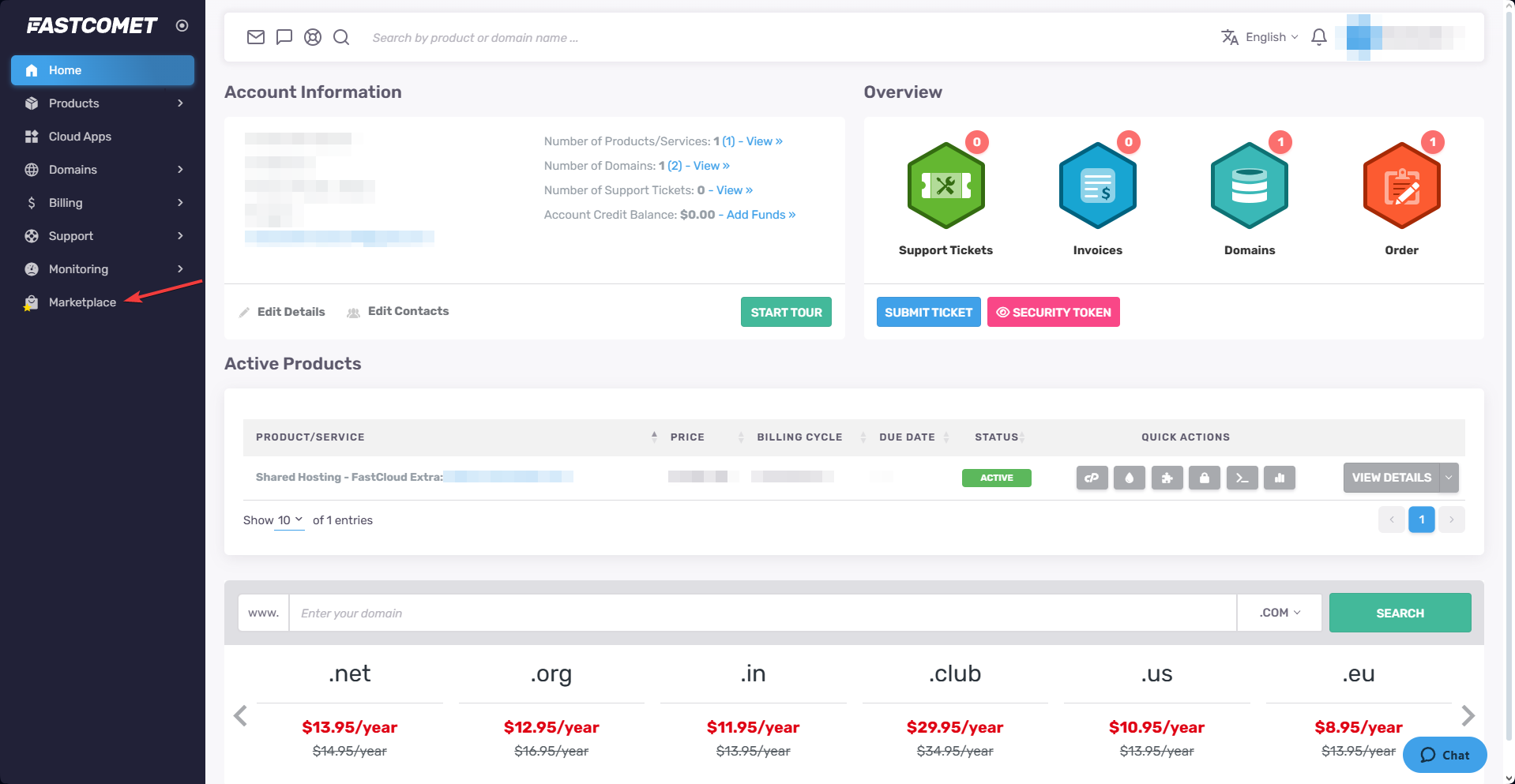 Marketplace button