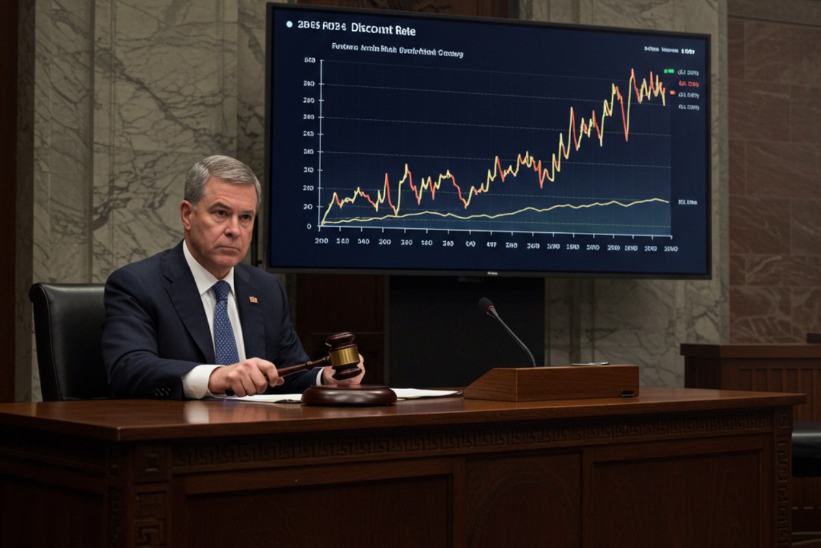  Federal Reserve's official at a mahogany table in the Federal Reserve building.
