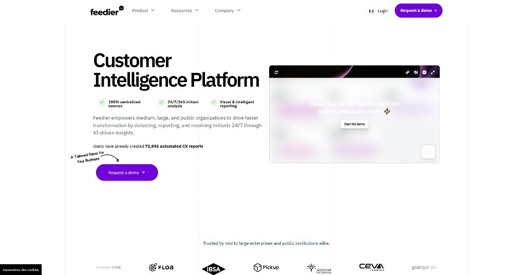 Feedier homepage.