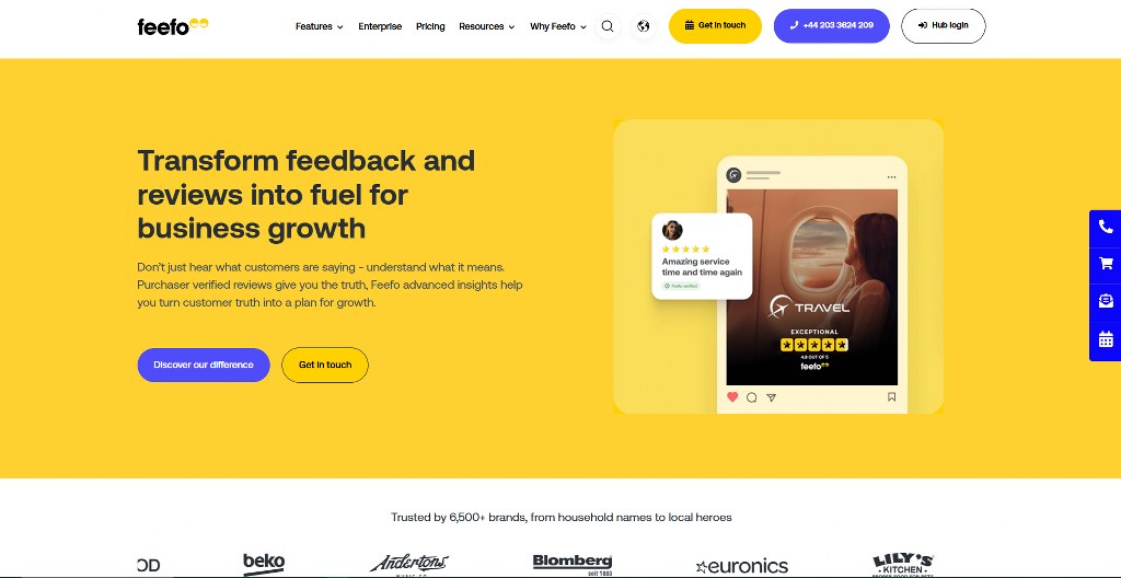 Feefo website homepage.