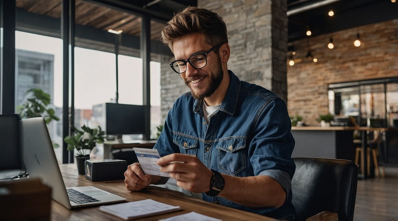 Freelancer receiving payment from clients.
