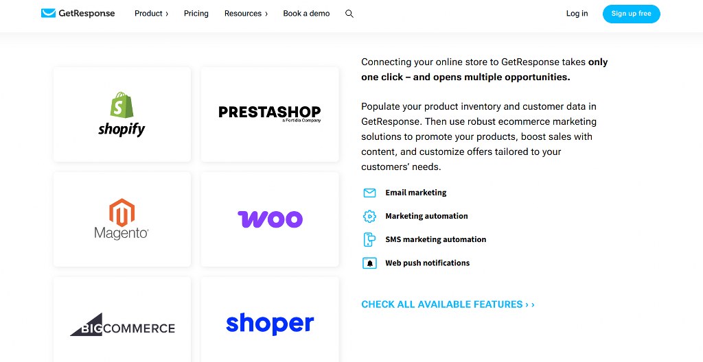 GetResponse integration features.