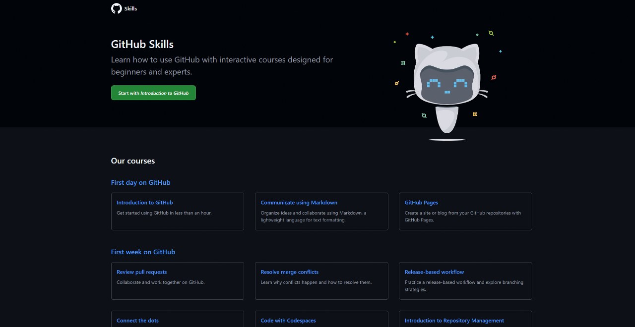 GitHub skills hub website.