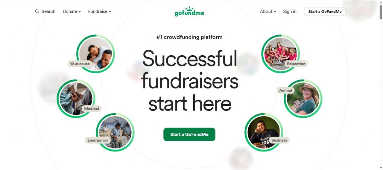 GoFundMe webpage view.