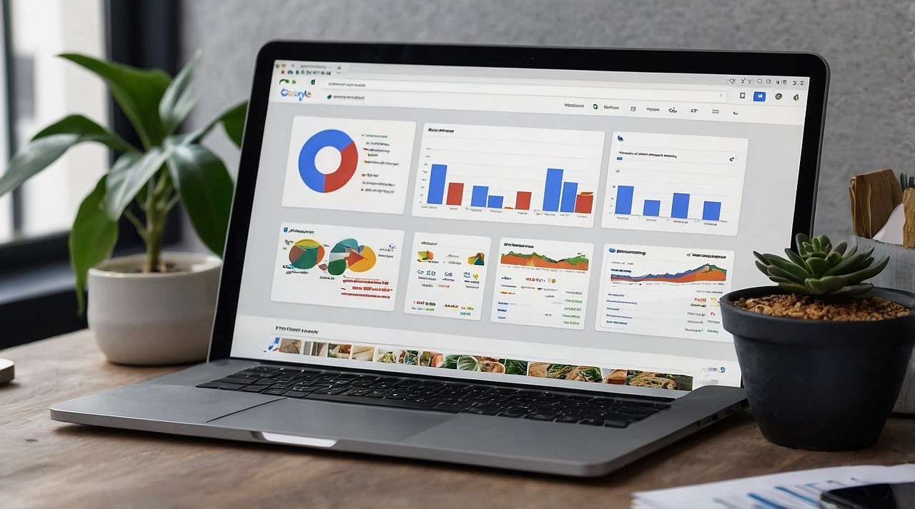 Google ads analysis on a laptop