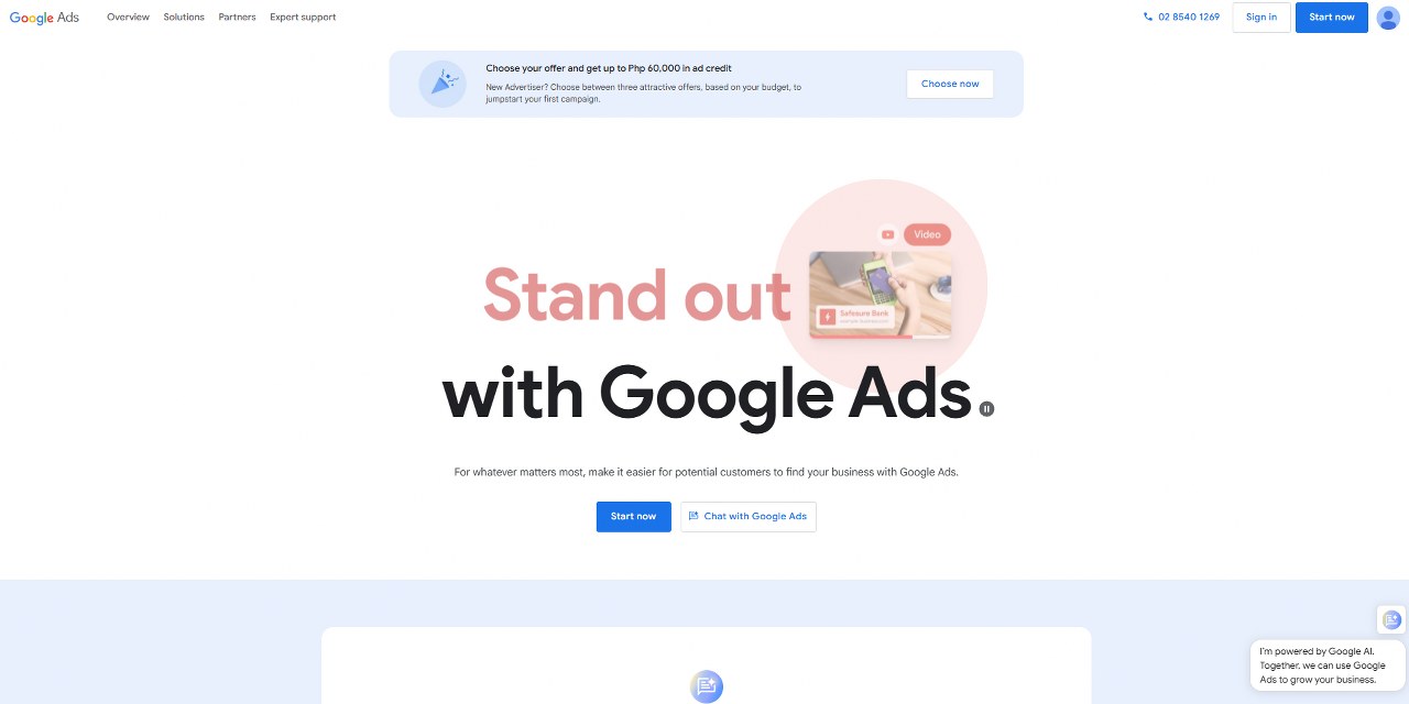 Google ads website.