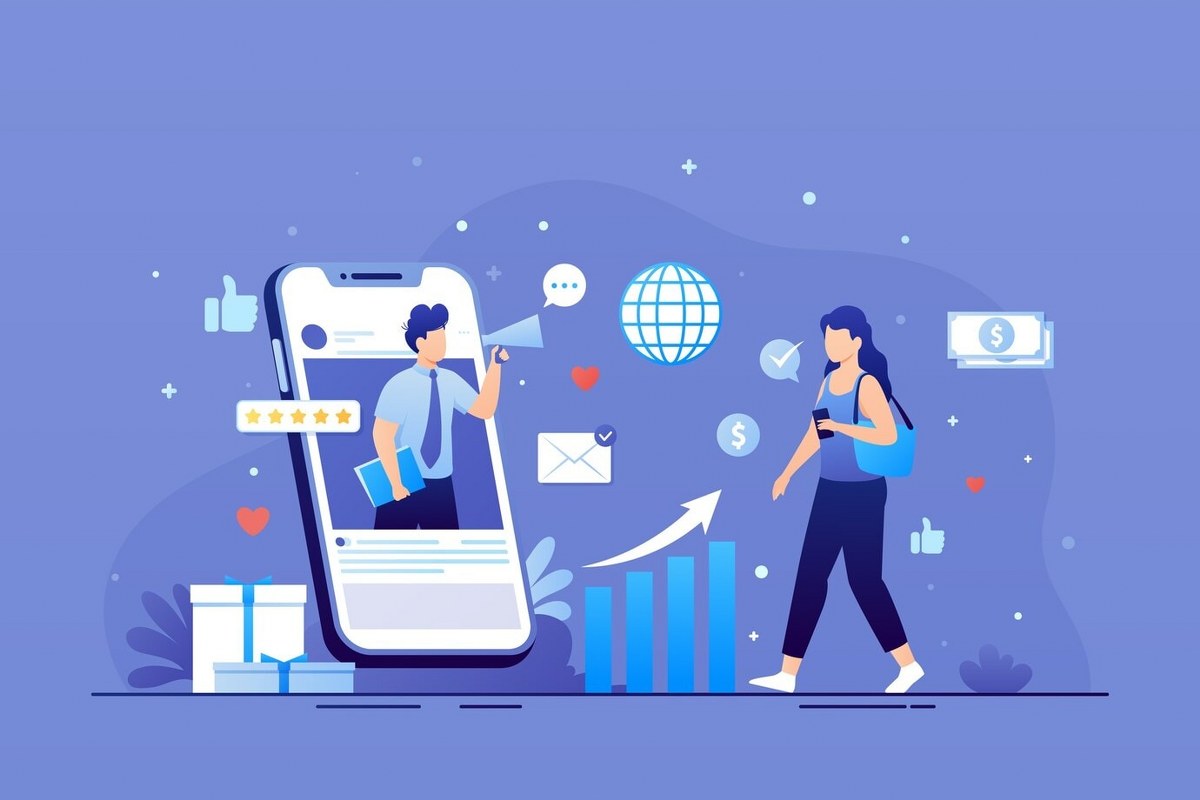 Gradient affiliate marketing illustration.