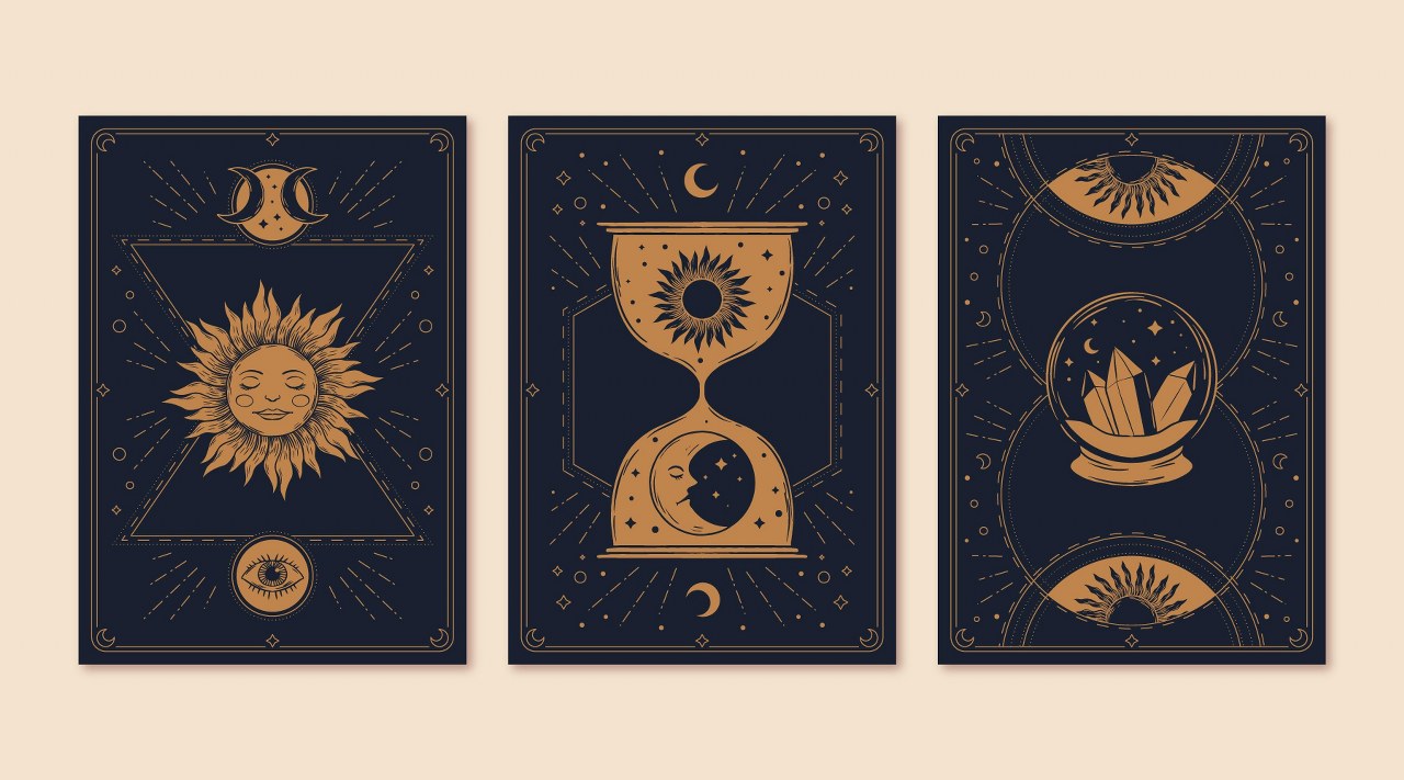 Hand-drawn mystical tarot card.