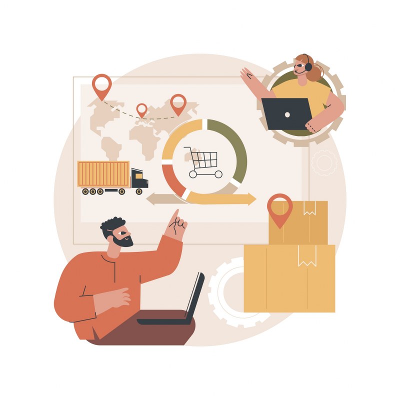 Handling and order processing concept illustration.