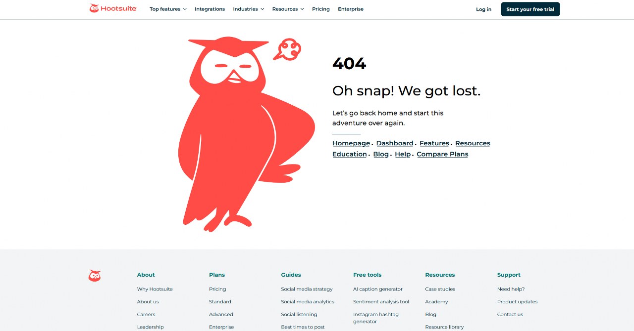 Hootsuite 404 page.