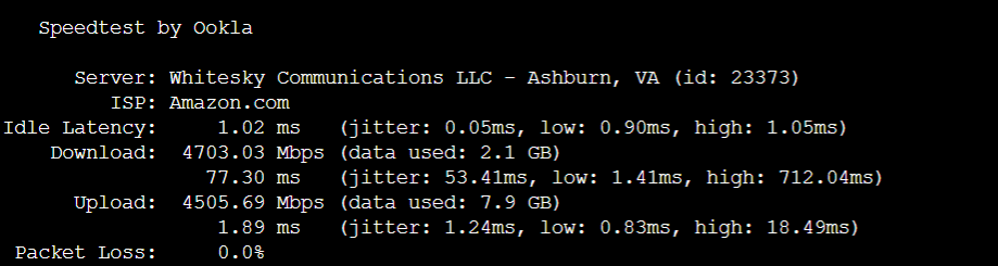 Speedtest results