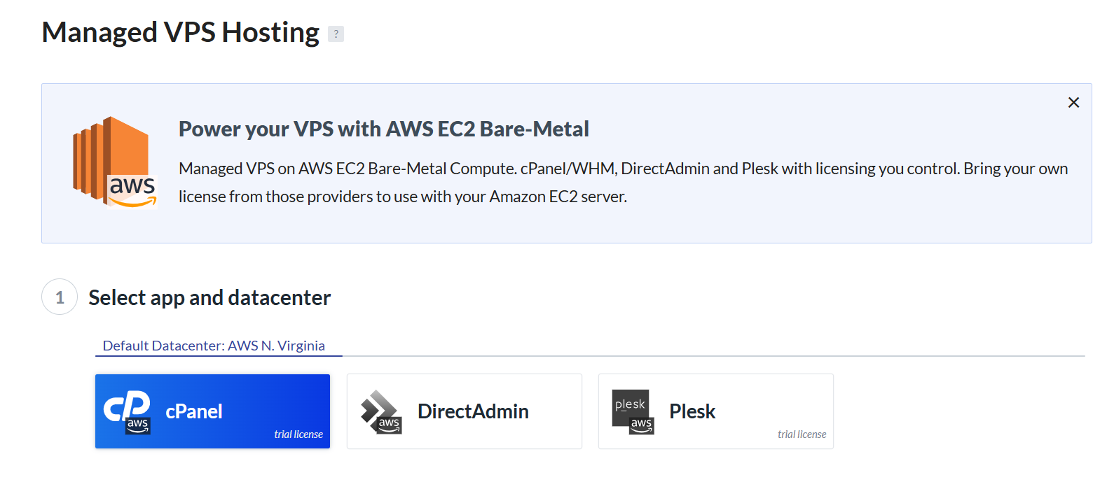 App and Dataceter menu