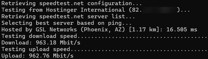 Speedtest result
