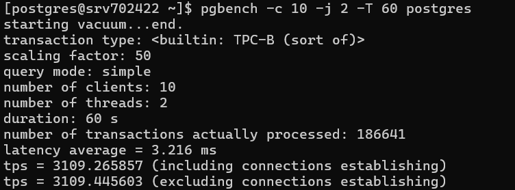 Query Performance Test results