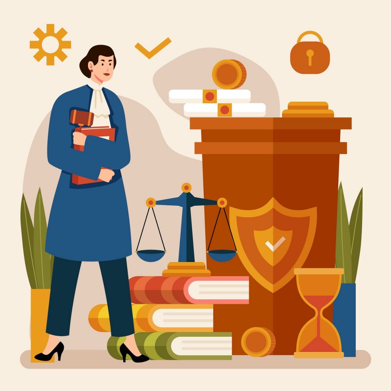 Illustration of legal matters and law enforcement.