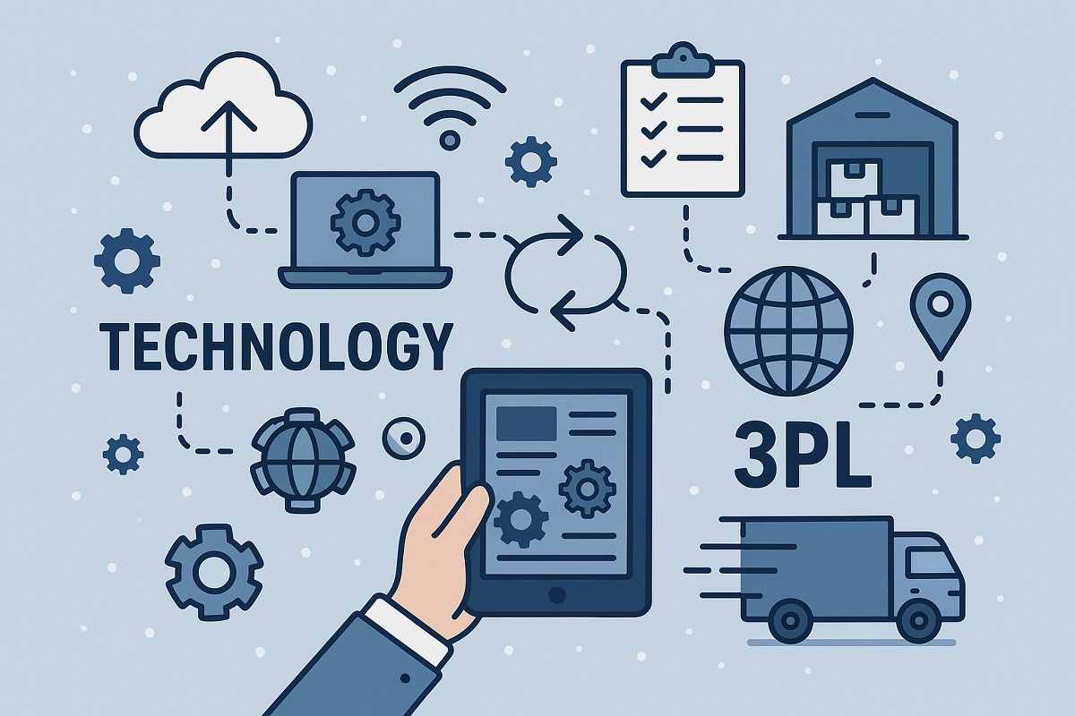 Image of hand with tablet showing business platform.