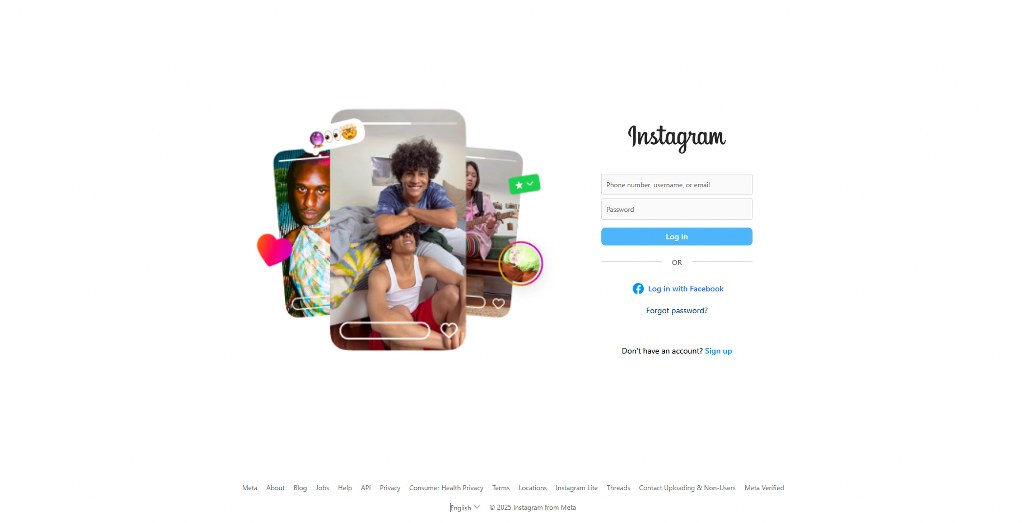 Instagram login page.