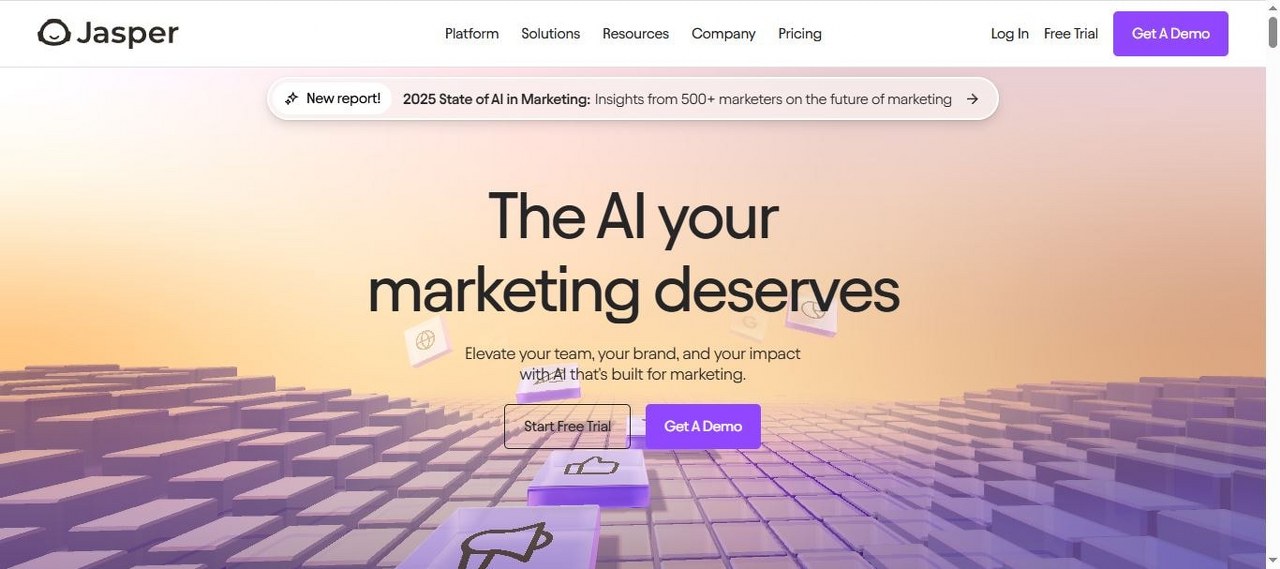 Jasper.ai webpage view.
