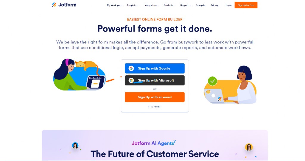Jotform homepage.