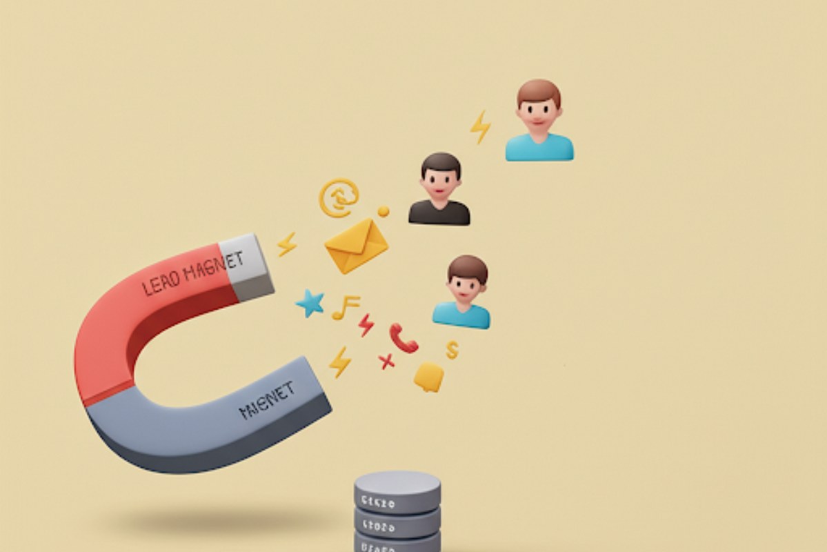 Magnet attracting customer and email icons.