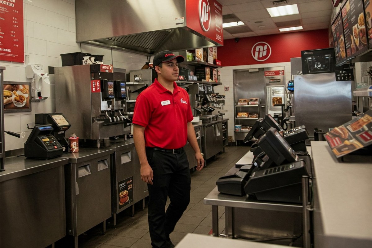 Male worker at a franchise store.
