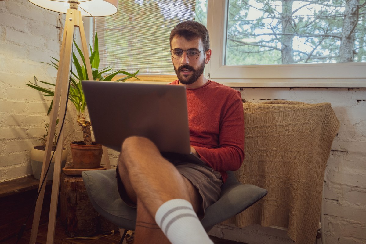 Man working home based.