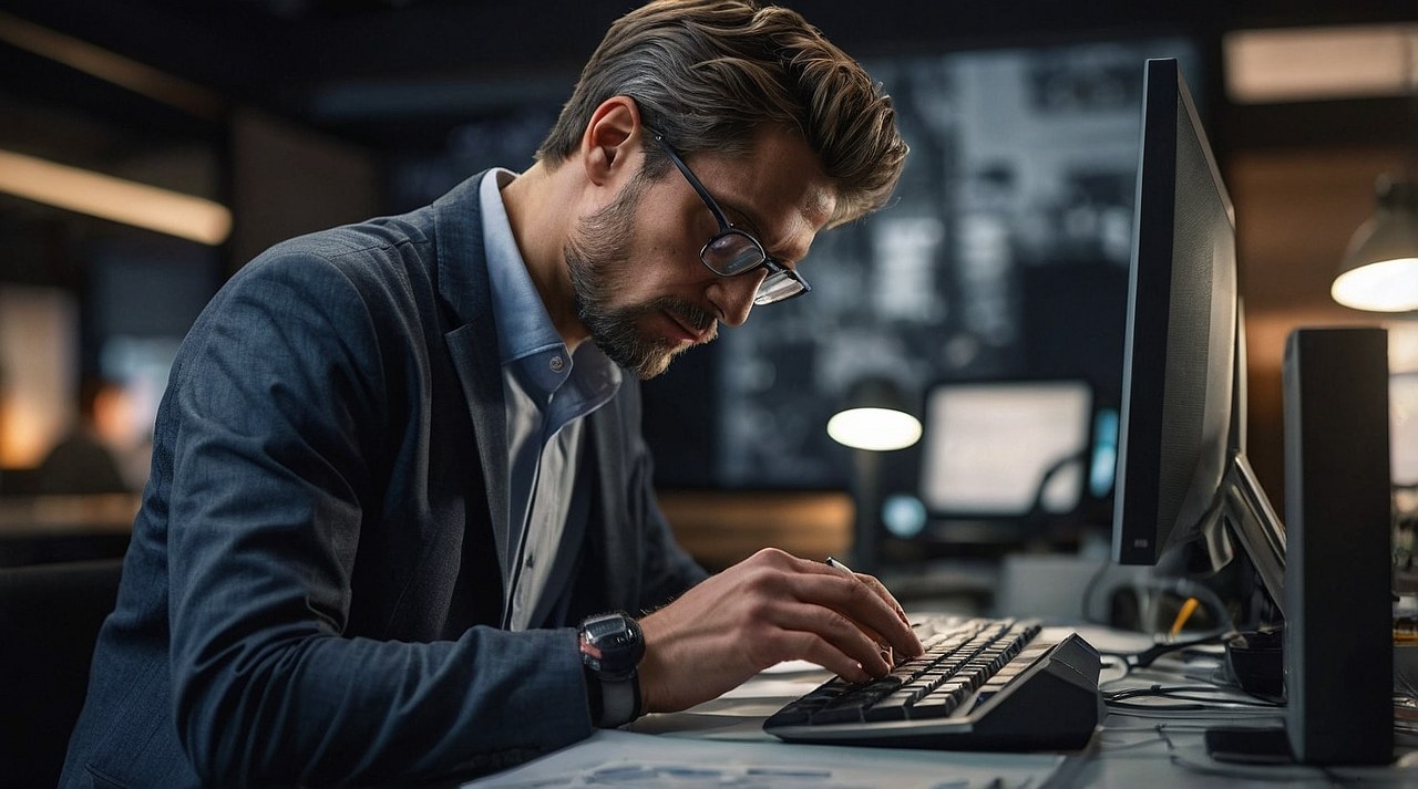 Man working on website deployment.
