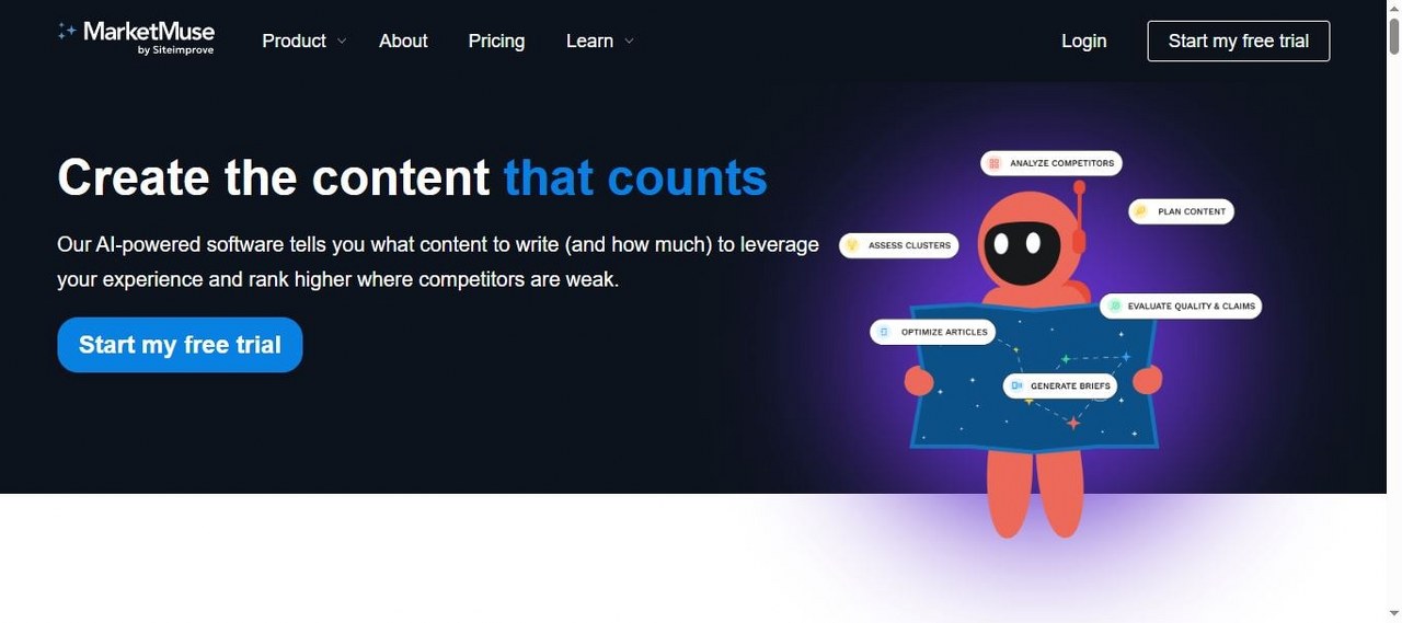 MarketMuse.com webpage view.