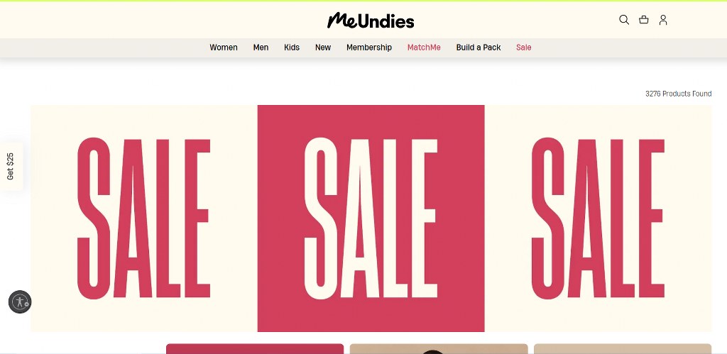 MeUndies homepage.
