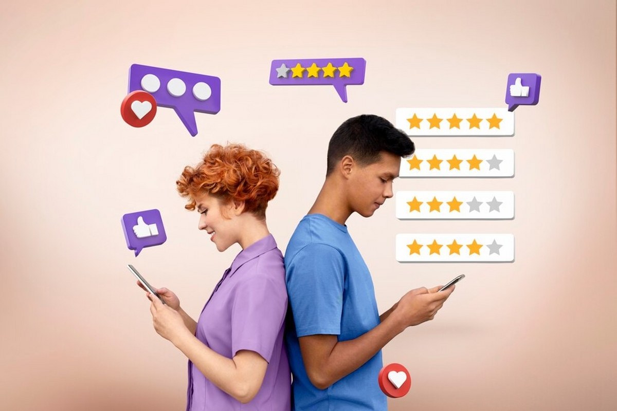 Medium shot young people with reviews.