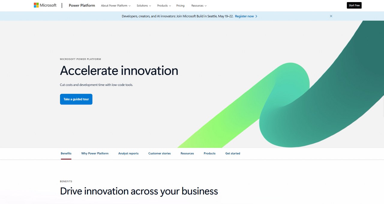 Microsoft Power Platform homepage.