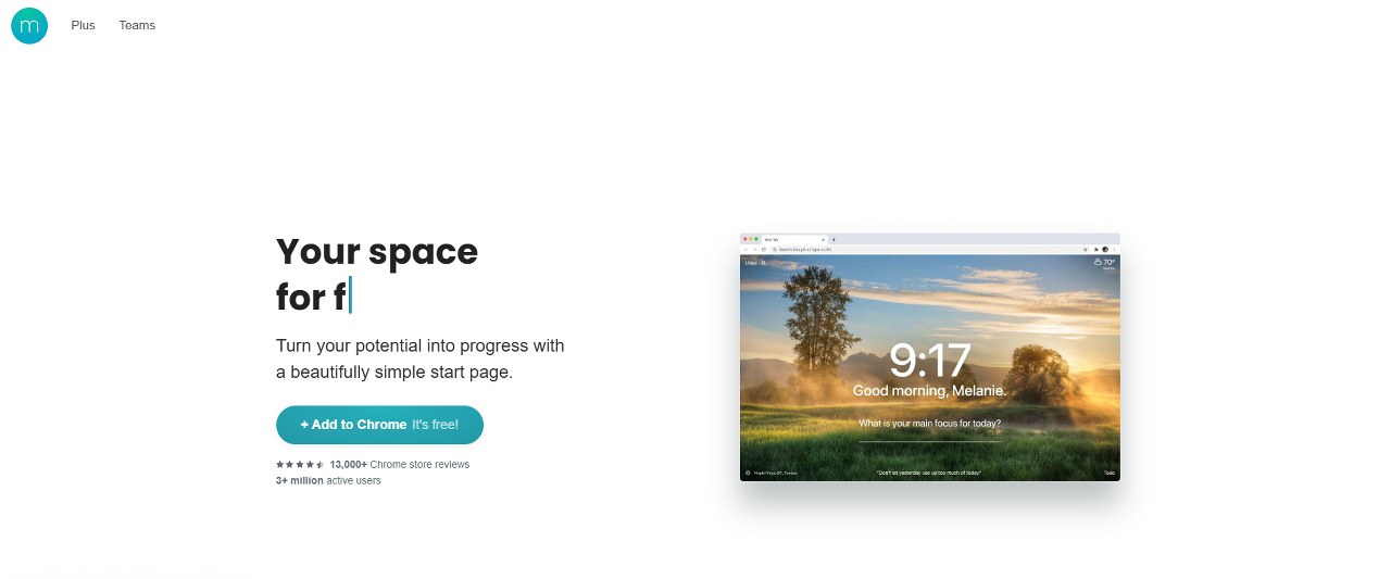 Momentum dash homepage.