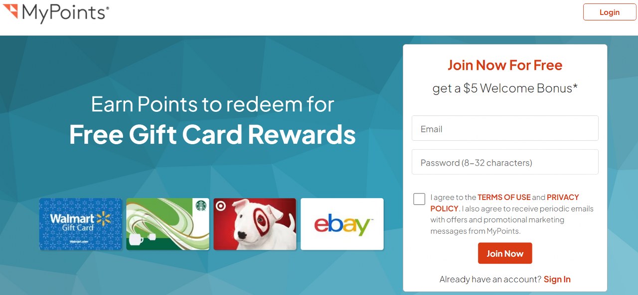 MyPoints homepage.