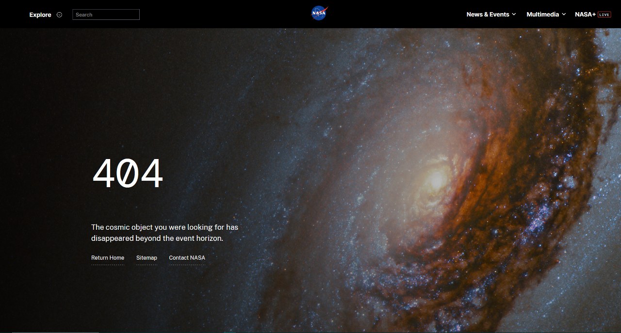 NASA 404 page.