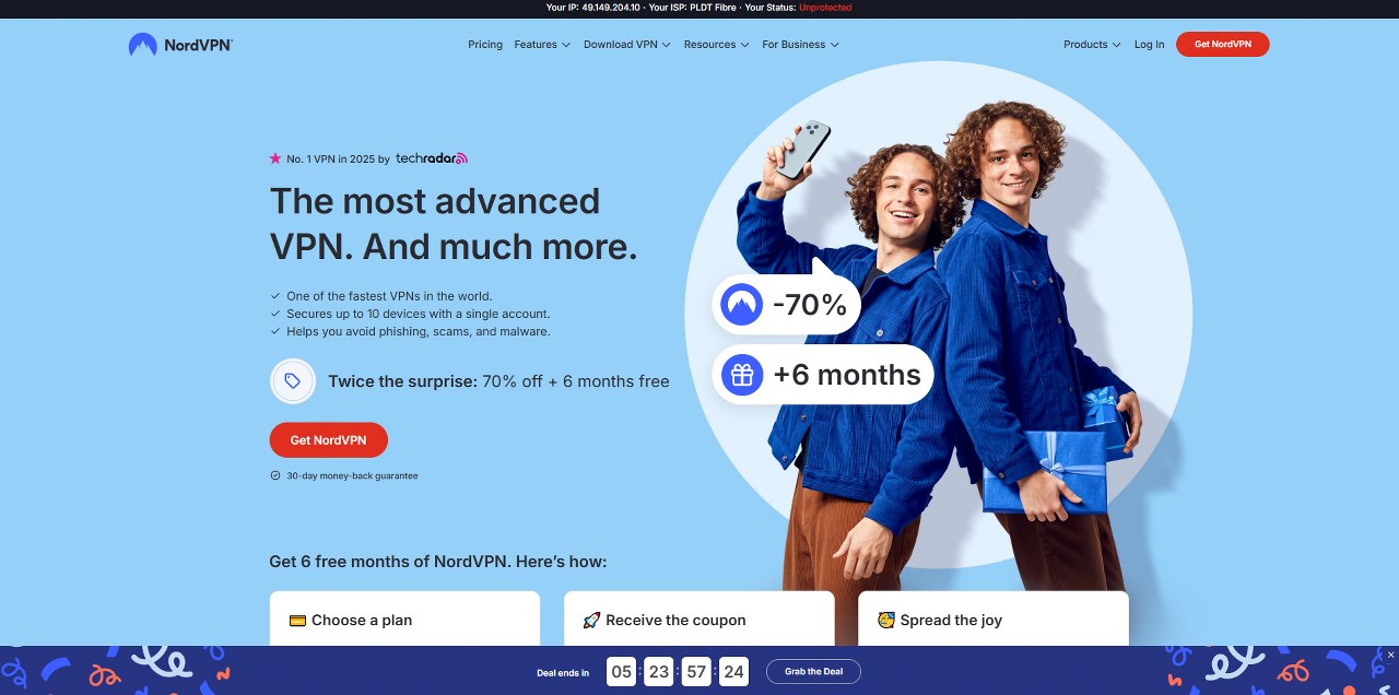 NordVPN's website.