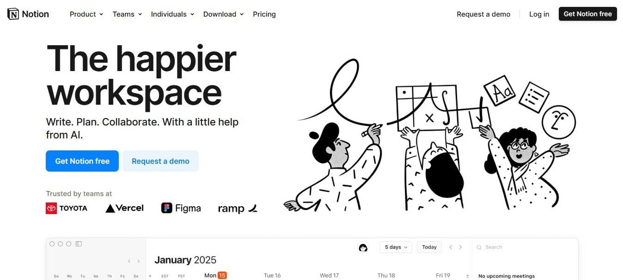 Notion webpage view.