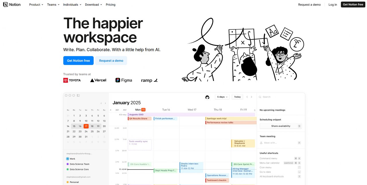 Notion website homepage.